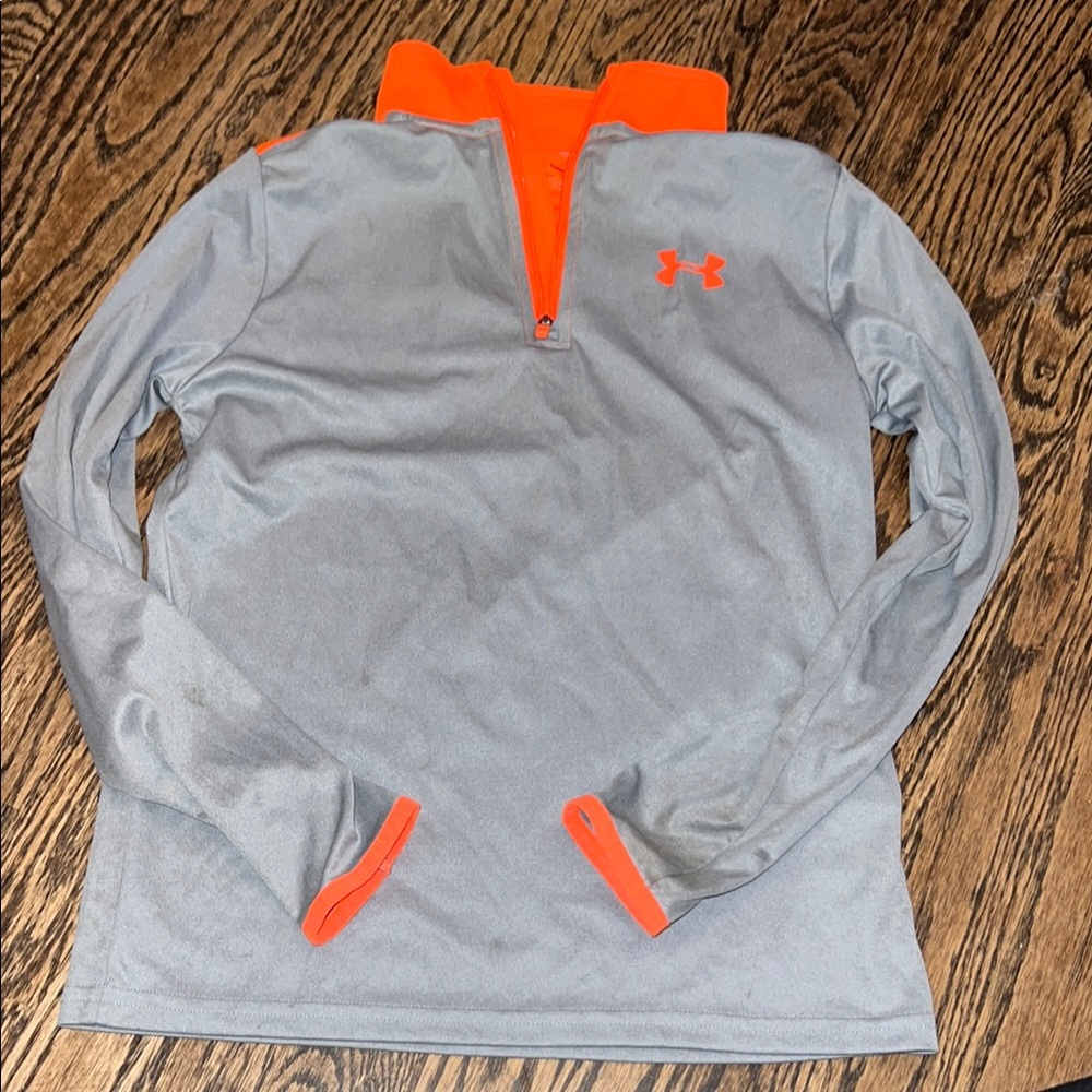 Under Armour Kids' Gray and Orange Zipper Pullover